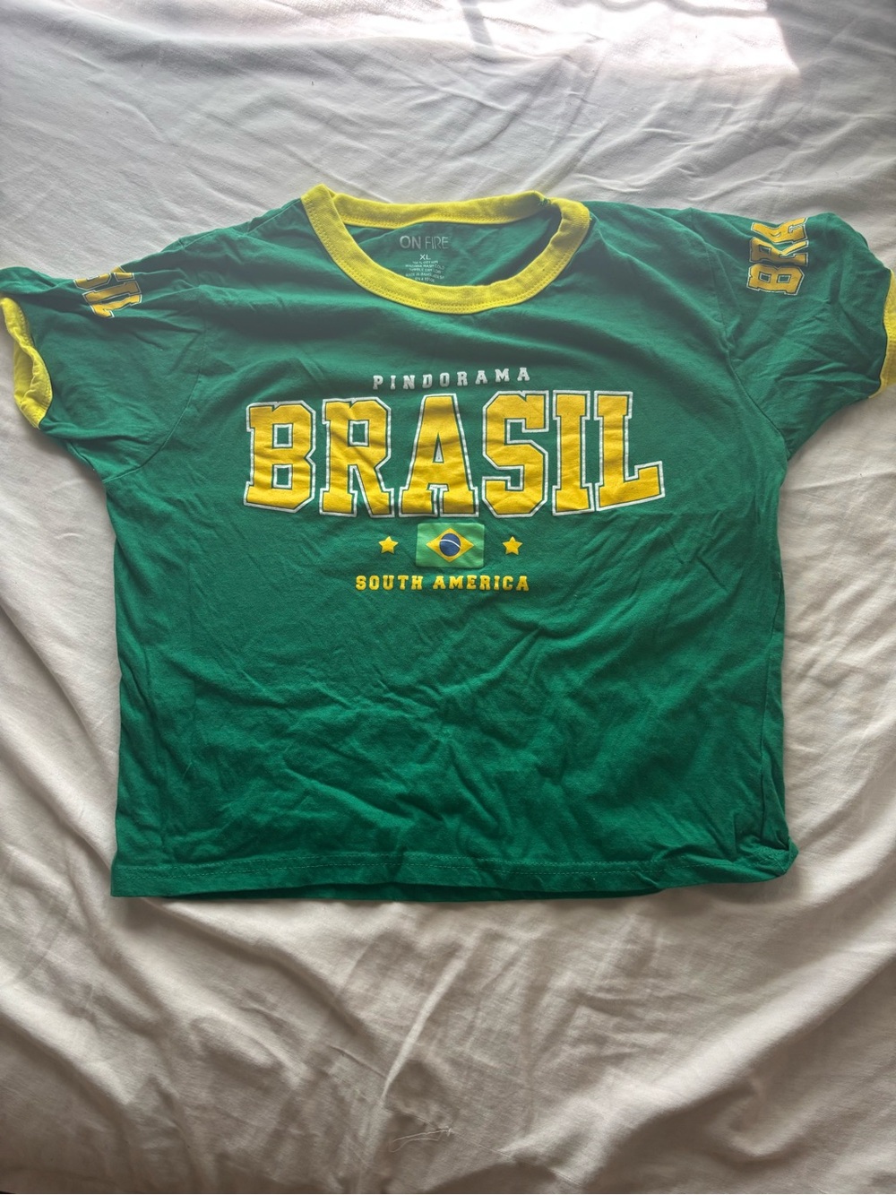 On Fire Green and Yellow Brasil Graphic Tee